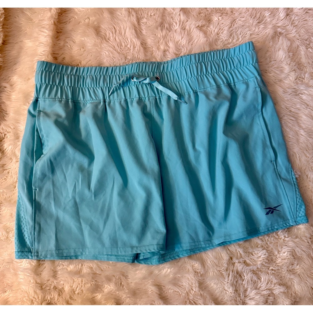 Reebok Athletic Shorts Women XL Aqua‎ Blue Excellent Mesh Pockets